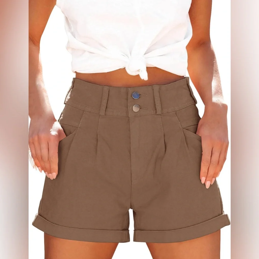 NWT Woman’s High waisted brown Shorts - Picture 6 of 8